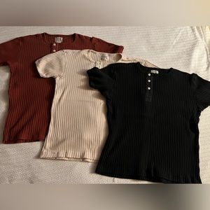 Bronson MFG Vintage Ribbed Cotton Henley lot of 3 like new